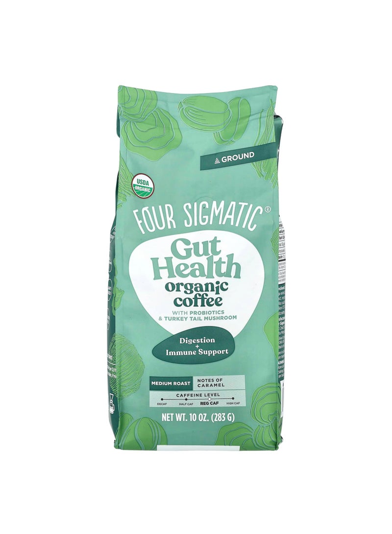 Gut Health, Organic Coffee with Probiotics and Turkey Tail Mushroom, Ground, Medium Roast, 10 oz (283 g)